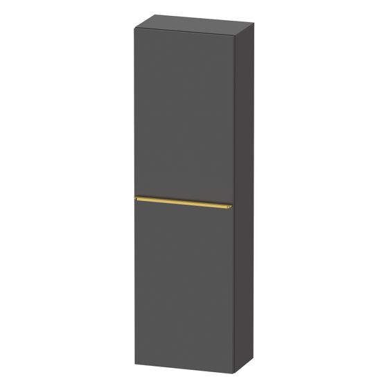Duravit D-Neo Halbhochschrank, Dekor 240x400x1320mm, Graphit Matt, 1 Tür L, 4 Glasfachböden, Griff Gold