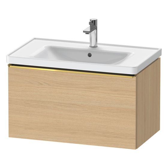 Duravit D-Neo Waschtischunterbau wandhäng. 452x784x440mm L Natur Eiche Matt, Griff Gold, 1 AZ, mit Dämpfung