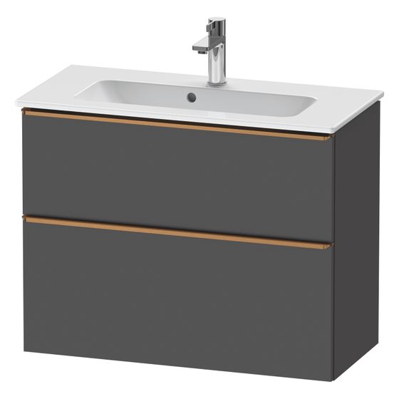 Duravit D-Neo Waschtischunterbau wandh. 372x810x625mm Compact Graphit Matt, Griff Bronze, 1 Auszug/Schubkasten