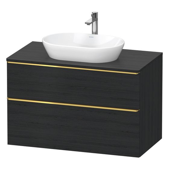Duravit D-Neo Konsolenwaschtischunterbau wandh 550x1000x664mm Eiche Mattschwarz, mit KSP, Dekor, 1 SK/Auszug, Griff Gold