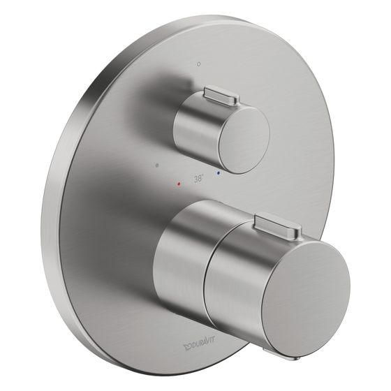 Duravit Thermostatarmaturen Thermostat Unterputz, 1 Verbraucher, Edelstahl gebürstet 20, 5l/min, Rosette rund, Rosette 170mm