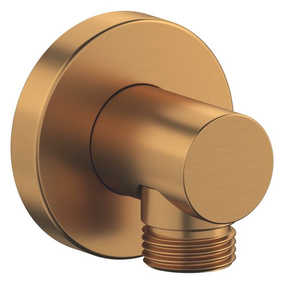 Duravit Wandanschlussbogen 55x80mm, Rund, Bronze gebürstet, Rosette rund, Rückflussverhinderer, feste Handbrausehalterung