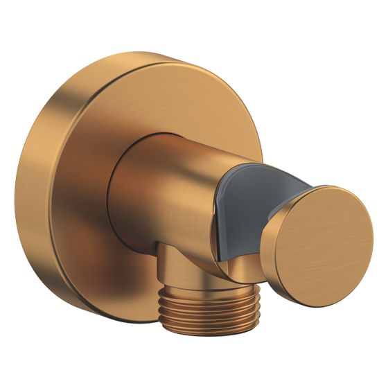 Duravit Wandanschlussbogen 55x102mm, Rund, Bronze gebürstet, Rosette rund, Rückflussverhinderer, feste Handbrausehalterung