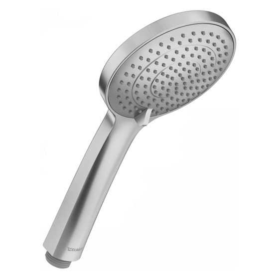 Duravit Handbrause, Edelstahl gebürstet, MinusFlow, d. 110mm, Strahlart SoftRain, Rain, IntenseRain, drehbare Strahlsch. 9l/min