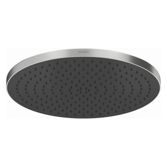 Duravit Kopfbrause, Edelstahl gebürstet, Kunststoff, MinusFlow, Rund, d. Kopfbrause 230mm, 9l/min, Rain, Decken-/Wandmontage