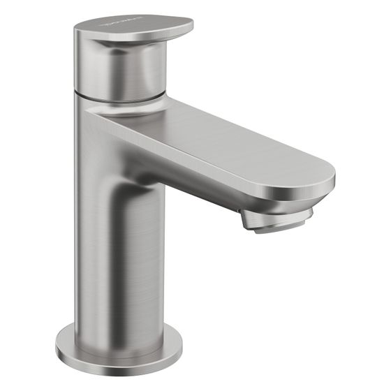 Duravit Wave Standventil Edelstahl gebürstet, 4,5l/min, 90mm Ausladung, 134mm Höhe, Strahlformer EasyClean, flexible Ansch. 3/8