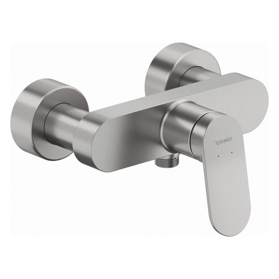 Duravit Wave Einhebel-Brausemischer Aufputz, Edelstahl gebürstet, 24l/min, S-Anschlüsse, 1/2