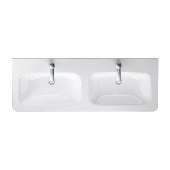 Duravit DuraStyle Doppelwaschtisch 480x1300x170mm wh, Weiß Hochglanz, Rechteckig, WonderGliss, 2 WP mittig, 1 HL mittig, mit ÜL