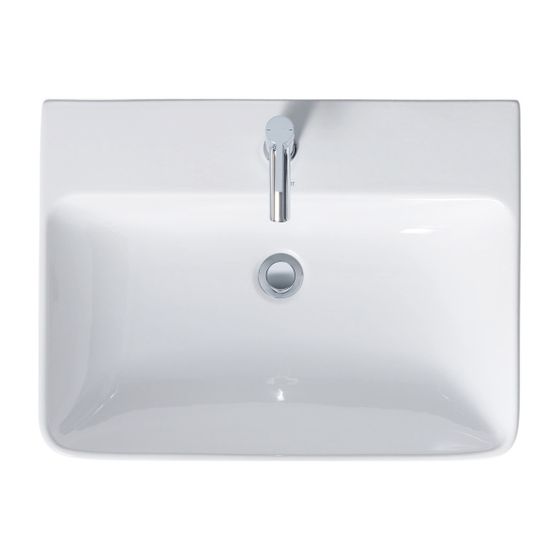 Duravit ME by Starck Waschtisch 490x650x180mm wh Weiß HG, Rechteckig, WonderGliss, 1 Waschplatz mittig, 1 HL mittig, mit ÜL