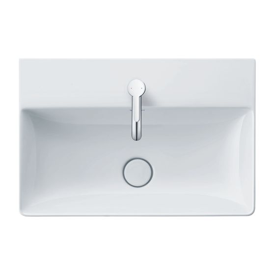 Duravit DuraSquare Handwaschbecken 350x450x140mm, Weiß Hochglanz, DuraCeram, Rechteckig,1 Waschplatz/HL mittig, ohne Überlauf