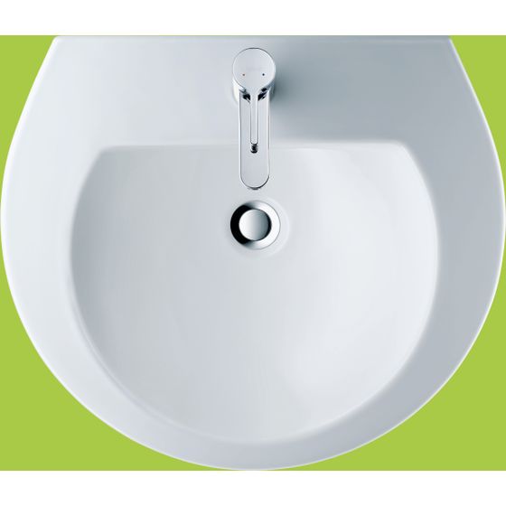 Duravit Waschtisch Darling New 480x550x175mm wandh. Weiß Hochglanz, Halbrund, WonderGliss, 1 WP mittig, 1 HL mittig, mit ÜL