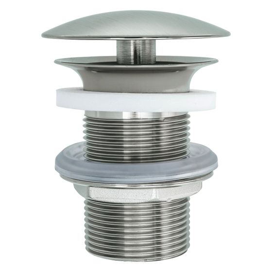 Duravit Universal Schaftventil, Edelstahl gebürstet, Waschtisch ohne ÜL Höhe 75mm, Messing Ventilabdeckhaube, d.72mm