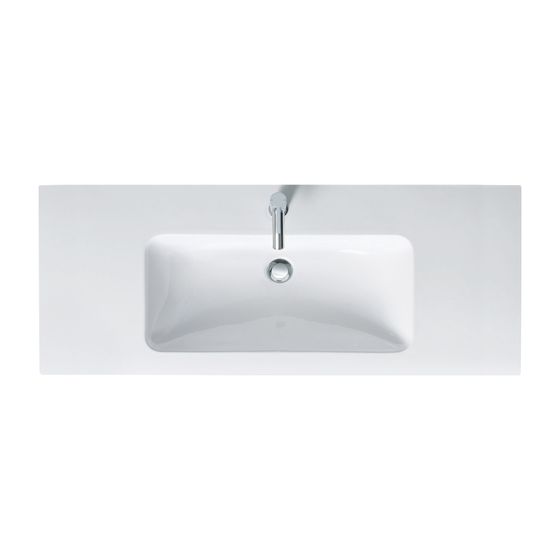 Duravit ME by Starck Waschtisch 490x1230x180mm WonderGliss Weiß Hochglanz, Rechteckig, 1 Waschplatz/HL mittig, mit ÜL, 1 HL