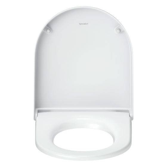Duravit Univavo WC-Sitz D-shaped Weiß, 374x51x432mm, mit Absenkautomatik, Sitzgarnitur abnehmbar, überlappend