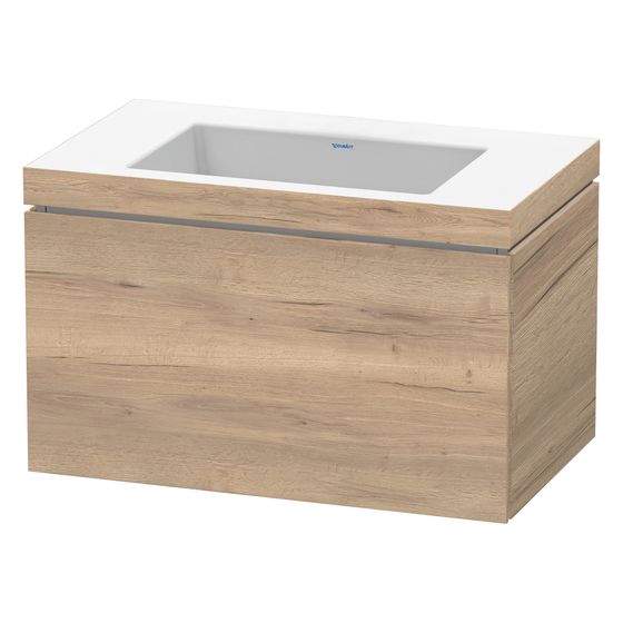 Duravit L-Cube Waschtisch-Set C-bonded wh Echtholzfurnier, 480x800x500mm, Eiche Marmoriert, 1 Auszug, Grifflos, LC6917N5555