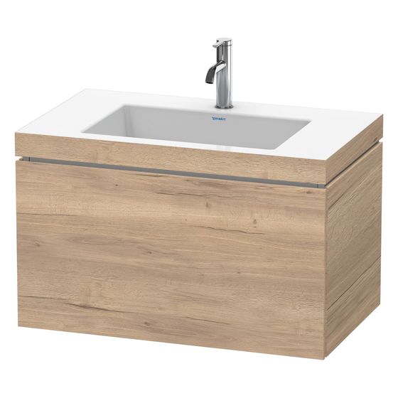 Duravit L-Cube Waschtisch-Set C-bonded wh Echtholzfurnier, 480x800x500mm, Eiche Marmoriert, 1 Auszug, Grifflos, LC6917O5555