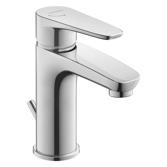 Duravit B.1 Einhebel-Waschtischmischer S FreshStart und MinusFlow, Chrom, 4l/min, mit Garnitur, Ausladung 101mm, Höhe 155mm