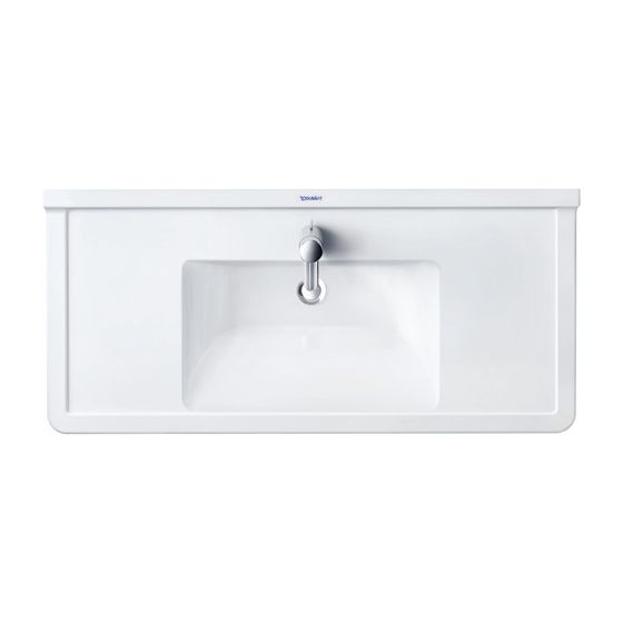 Duravit Starck 3 Waschtisch 485x1050x225mm, WonderGliss, Weiß Hochglanz, Rechteckig, 1 Waschplatz/HL mittig, mit Überlauf