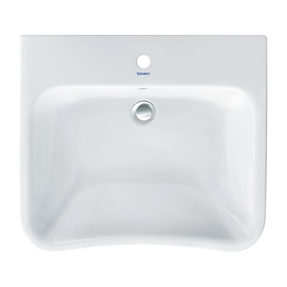 Duravit DuraStyle Waschtisch 570x650x170mm wandh. Weiß Hochglanz, Rechteckig, WonderGliss, 1 WP mittig, 1 HL mittig, mit ÜL