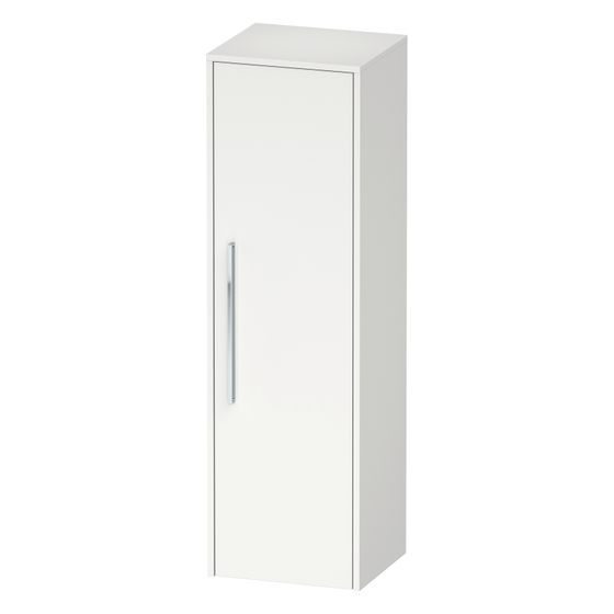 Duravit D-Code Halbhochschrank Dekor 360x400x1320mm Mattweiß, 1 Tür R 2 Glasfachböden, 1 Holzfachboden, Griff Chrom