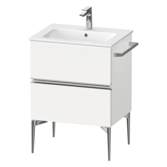 Duravit Sivida Waschtischunterbau bodenstehend 477x610x591mm, Mattweiß, Griffleiste, 2 SK, Aus./Schür.