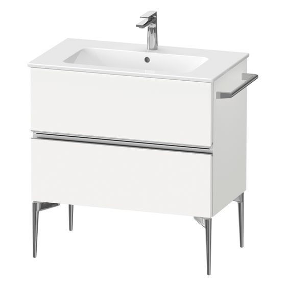 Duravit Sivida Waschtischunterbau bodenstehend 477x810x591mm, Mattweiß, Griffleiste, 2 SK, Aus./Schür.