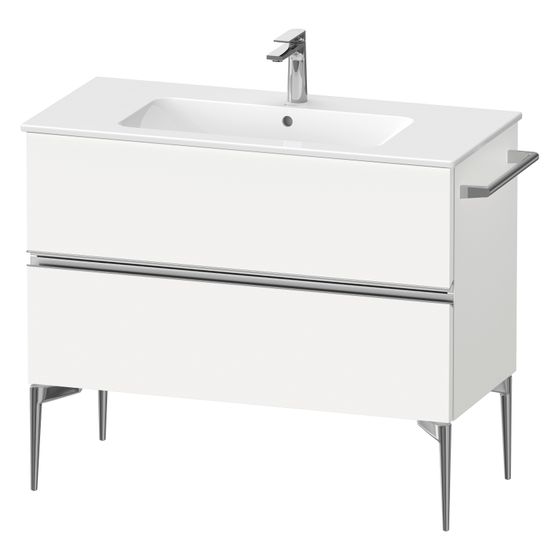 Duravit Sivida Waschtischunterbau bodenstehend 477x1010x591mm, Mattweiß, Griffleiste, 2 SK, Aus./Schür.
