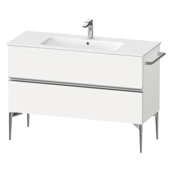 Duravit Sivida Waschtischunterbau bodenstehend 477x1210x591mm, Mattweiß, Griffleiste, 2 SK, Aus./Schür.