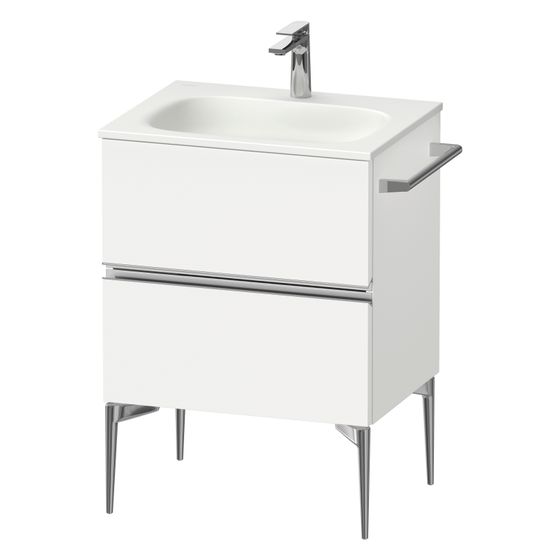 Duravit Sivida Waschtischunterbau bodenstehend 477x610x592mm, Mattweiß, Griffleiste, 2 SK, Aus./Schür.