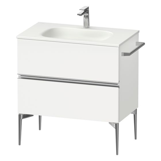 Duravit Sivida Waschtischunterbau bodenstehend 477x810x592mm, Mattweiß, Griffleiste, 2 SK, Aus./Schür.