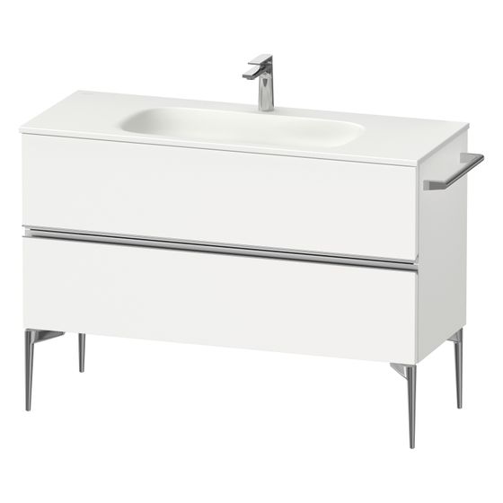 Duravit Sivida Waschtischunterbau bodenstehend 477x1210x592mm, Mattweiß, Griffleiste, 2 SK, Aus./Schür.