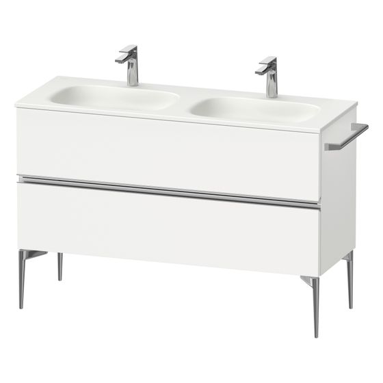 Duravit Sivida Waschtischunterbau bodenstehend 477x1280x592mm, Mattweiß, Griffleiste, 2 SK, Aus./Schür.