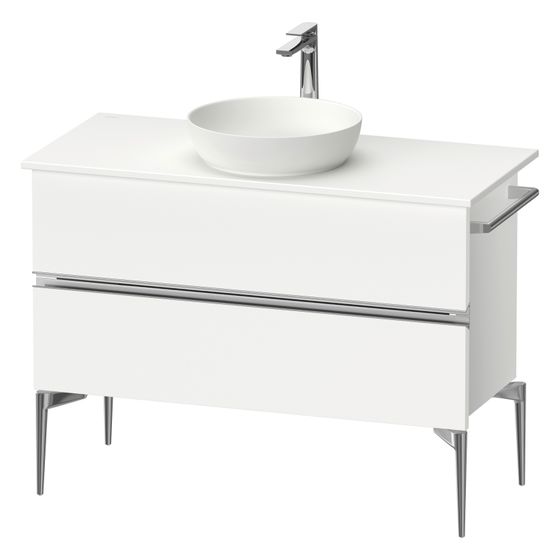 Duravit Sivida Konsolenwaschtischunterbau bodenstehend 475x1045x548mm ohne KSP Mattweiß, Griffleiste, 2 SK