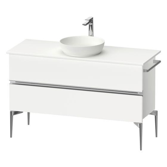 Duravit Sivida Konsolenwaschtischunterbau bodenstehend 475x1245x548mm ohne KSP Mattweiß, Griffleiste, 2 SK