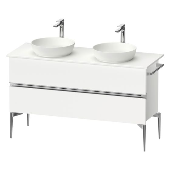 Duravit Sivida Konsolenwaschtischunterbau bodenstehend 475x1315x548mm ohne KSP Mattweiß, Griffleiste, 2 SK