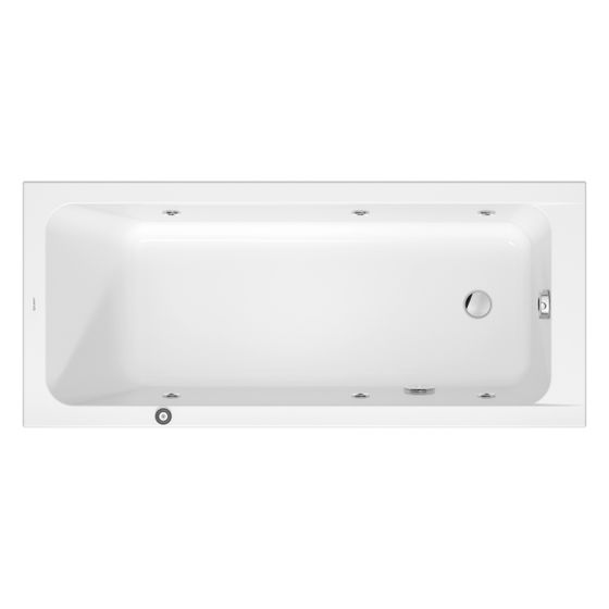 Duravit D-Code Whirlwanne Rechteckig, Einbau, 700x1600x470mm, Jet Project, 1 Rückenschräge, 213l, Innen 450mm, Weiß HG