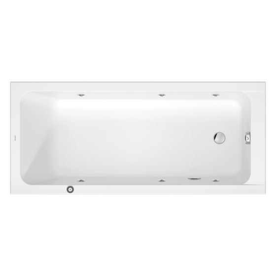 Duravit D-Code Whirlwanne Rechteckig, Einbau, 750x1750x470mm, Jet Project, 1 Rückenschräge, 230l, Innen 450mm, Weiß HG