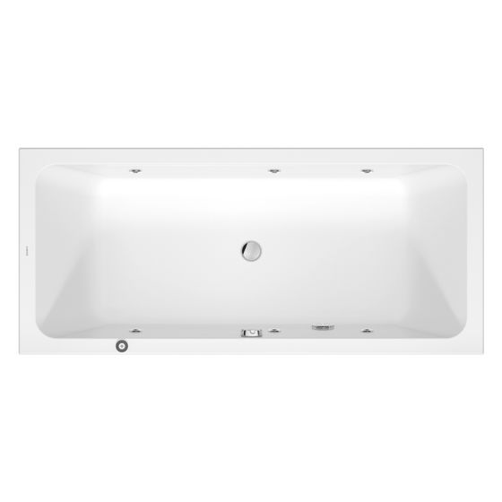 Duravit D-Code Whirlwanne Rechteckig, Einbau, 800x1800x470mm, Jet Project, 2 Rückenschrägen, 285l, Innen 450mm, Weiß HG