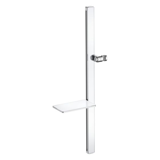 Duravit Brausestange mit Ablage 800mm, Handbrausehalterung höhenverstellbar, Chrom Weiß Hochglanz