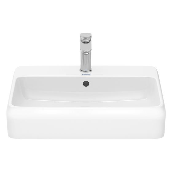 Duravit Qatego Aufsatzbecken 600mm, Weiß Hochglanz, HygieneGlaze, mit HLB, mit Überlauf, RW glasiert