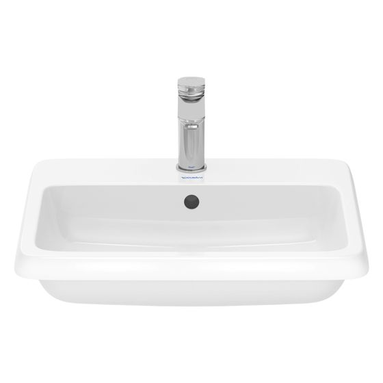 Duravit Qatego Einbauwaschtisch 455x550x150mm, Weiß Hochglanz, HygieneGlaze, mit HLB/ÜL, 1 HL Geschliffen, Einbau von oben
