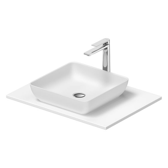 Duravit Sivida Aufsatzbecken mit Konsole 500x680x123mm, Eckig, 1 Becken, 1 Waschplatz, Weiß Seidenmatt