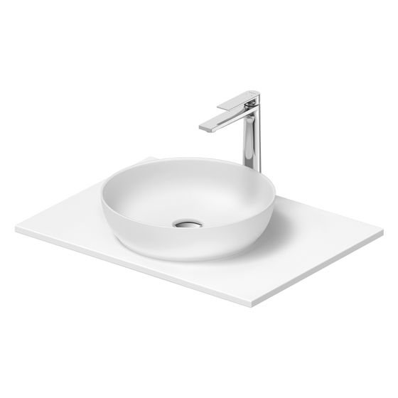 Duravit Sivida Aufsatzbecken mit Konsole 500x680x123mm, Rund, 1 Becken, 1 Waschplatz, Weiß Seidenmatt