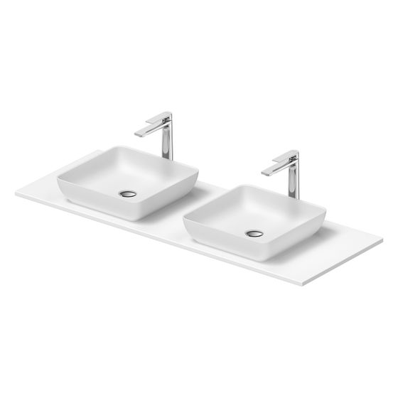 Duravit Sivida Aufsatzbecken mit Konsole 500x1350x123mm, Eckig, 2 Becken, 2 Waschplätze, Weiß Seidenmatt