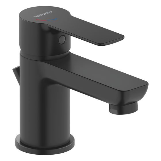 Duravit D-Code Einhebel-Waschtischmischer 125mm, Mattschwarz, Keramikmischsystem, Ausladung 95mm, 4l/min mit Garnitur