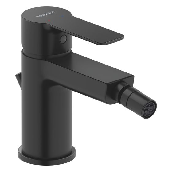 Duravit D-Code Einhebel-Bidetmischer, Chrom Hochglanz, Mattschwarz, Höhe 128mm, Ausladung 118mm, 5l/min