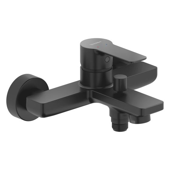 Duravit D-Code Einhebel-Wannenmischer Aufputz, Mattschwarz, Anschlussart S-Anschlüsse, 1/2