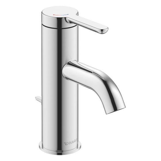 Duravit C.1 Einhebel-Waschtischmischer S FreshStart und MinusFlow, Chrom, 4l/min, mit Garnitur, Ausladung 91mm, Höhe 155mm