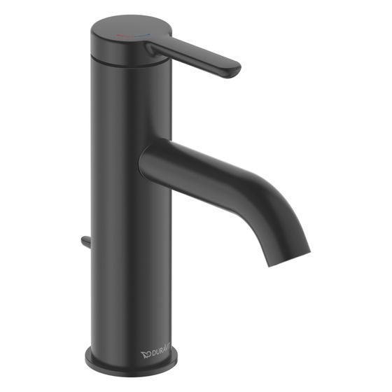 Duravit C.1 Einhebel-Waschtischmischer M FreshStart, MinusFlow, Mattschwarz, 4l/min, mit Garnitur, Ausladung 113mm, Höhe 175mm