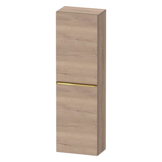 Duravit D-Neo Halbhochschrank Dekor 240x400x1320mm, Eiche Marmoriert Matt, 1 Tür R 4 Glasfachböden, Griff Gold